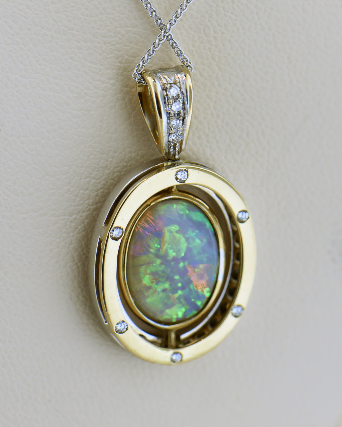 Reversible Opal Pendant with Diamond Accents