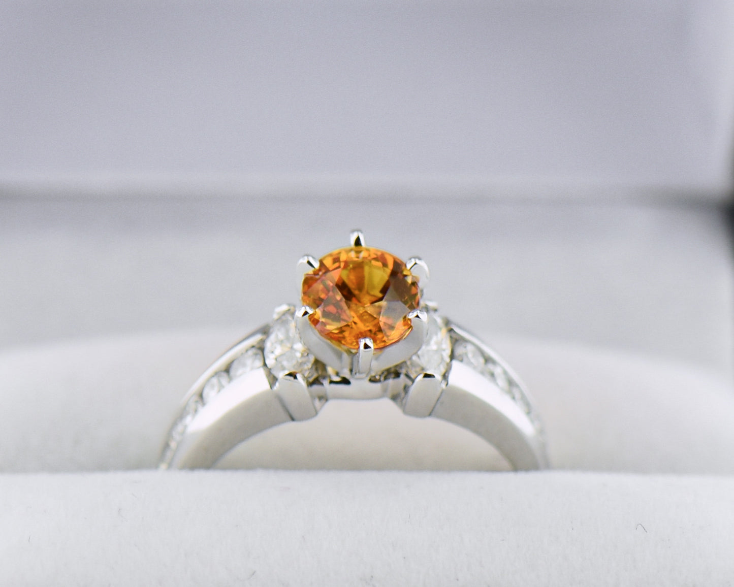 Rare Orange Sapphire & Diamond Engagement Ring