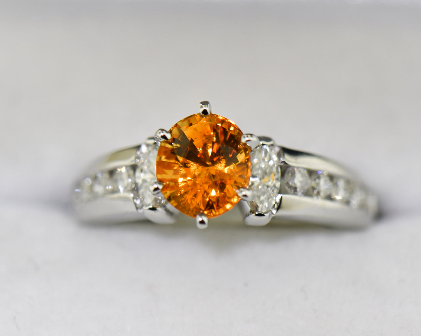 Rare Orange Sapphire & Diamond Engagement Ring