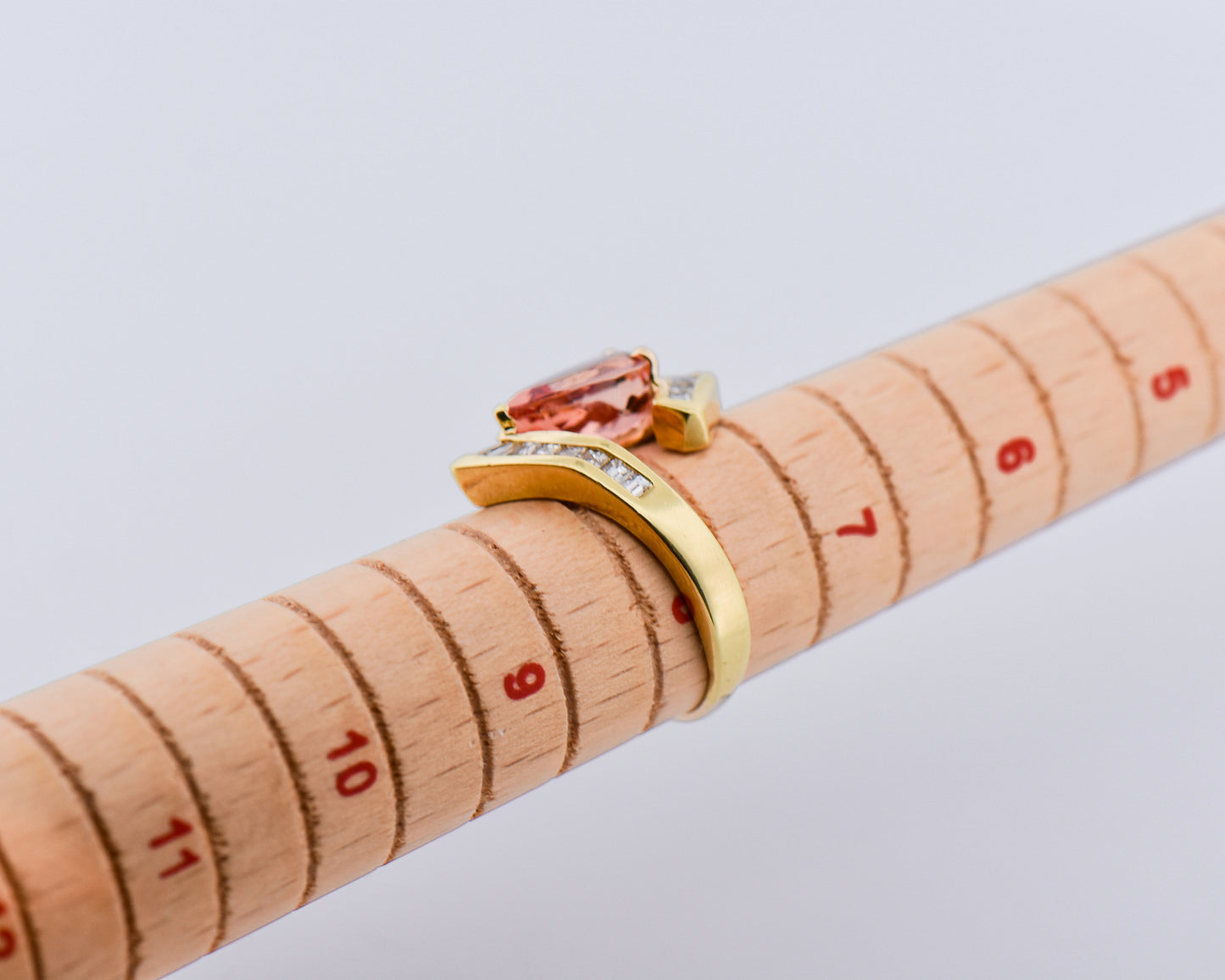 Pear-Shaped Imperial Topaz and Diamond Chevron Ring in 18k Yellow Gold