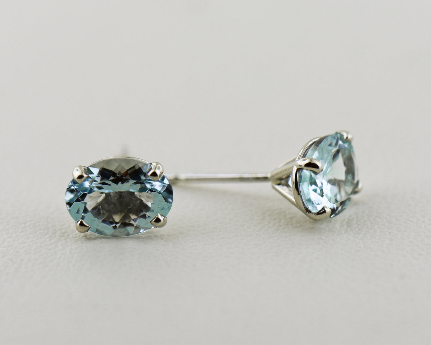 Oval Aquamarine Studs in White Gold