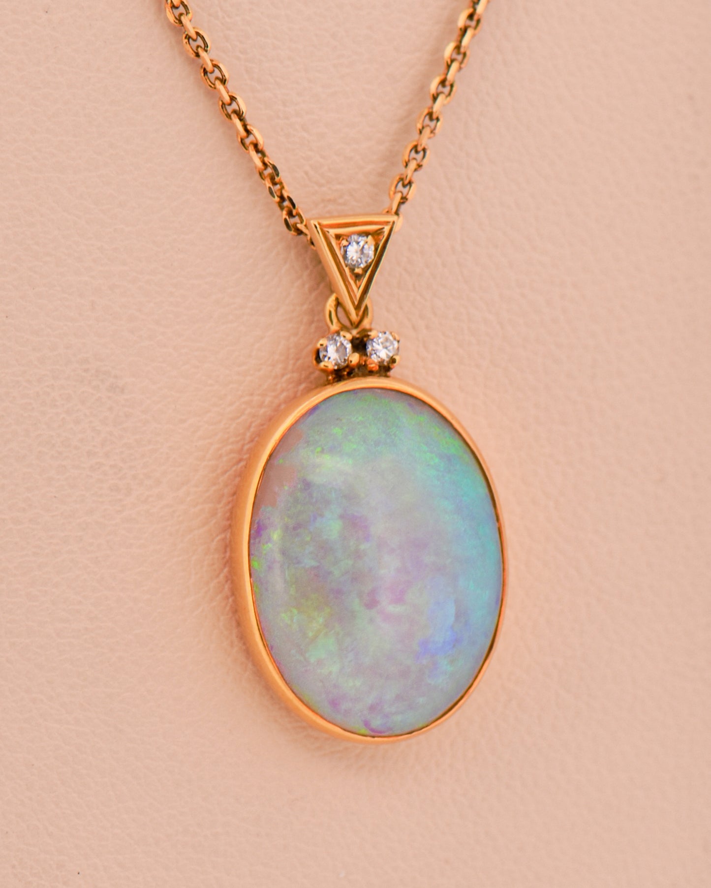Vintage Bezel Set Opal & Diamond Pendant