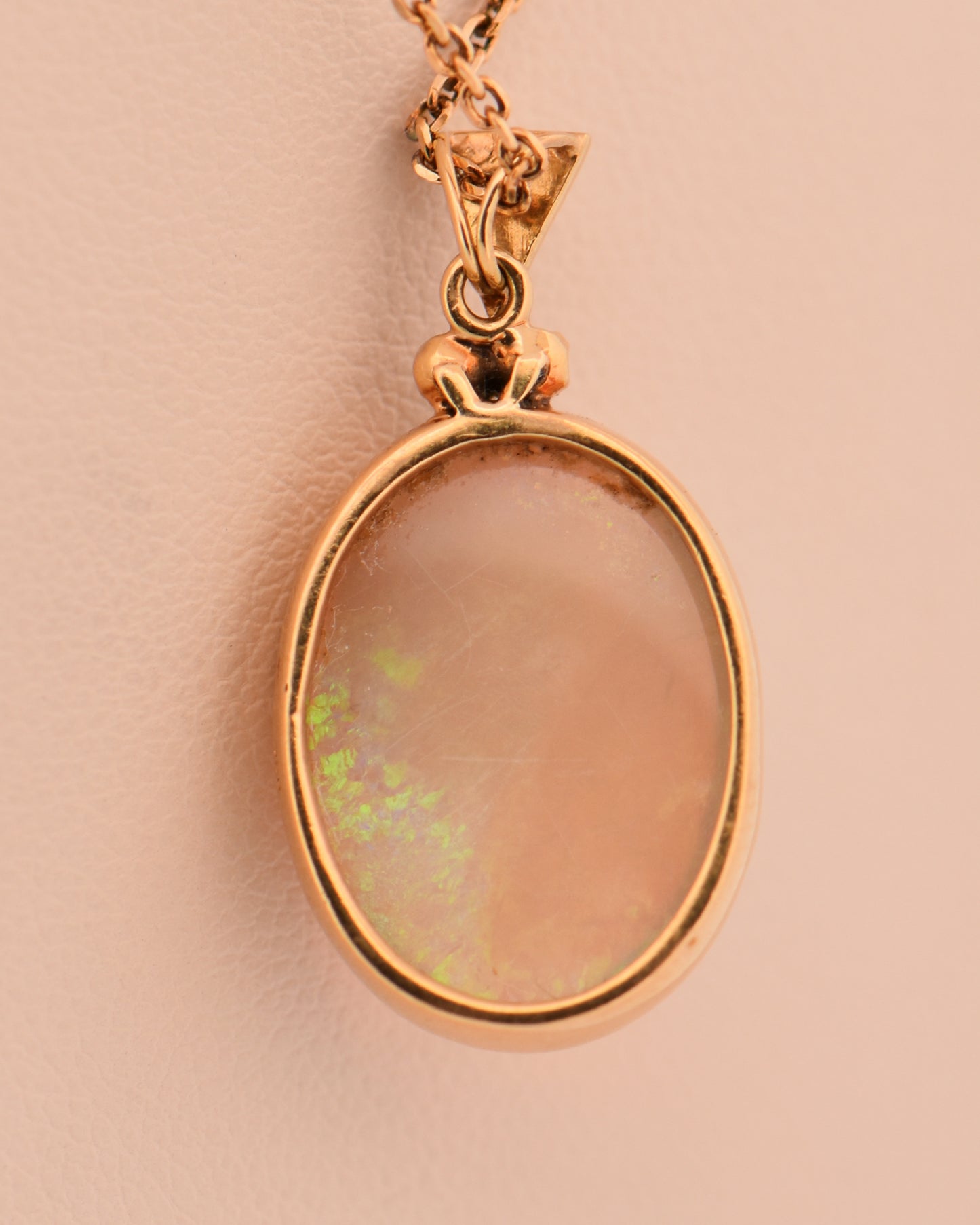 Vintage Bezel Set Opal & Diamond Pendant
