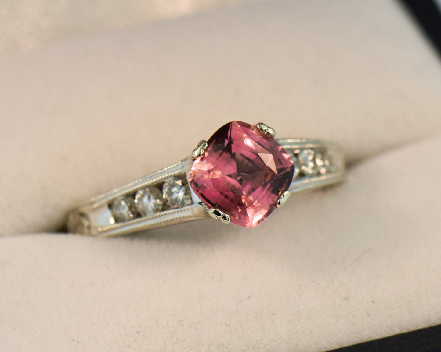 Padparadscha Sapphire & Diamond Engagement Ring