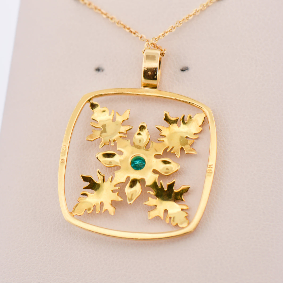Floral Paraiba Tourmaline Pendant in 18k Yellow Gold
