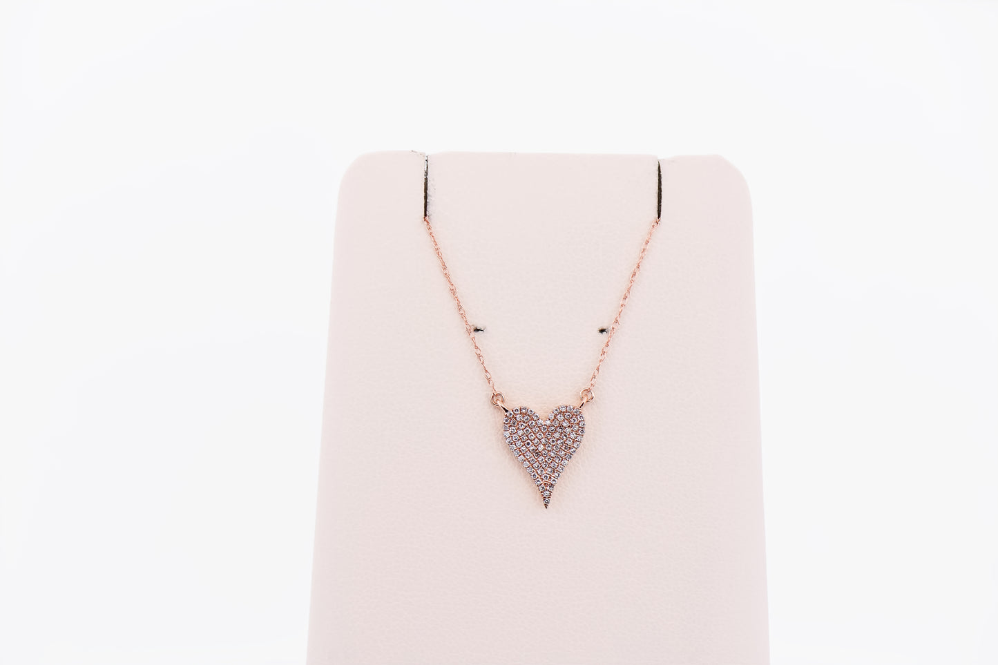 Pave' Diamond Heart Necklace in Rose Gold