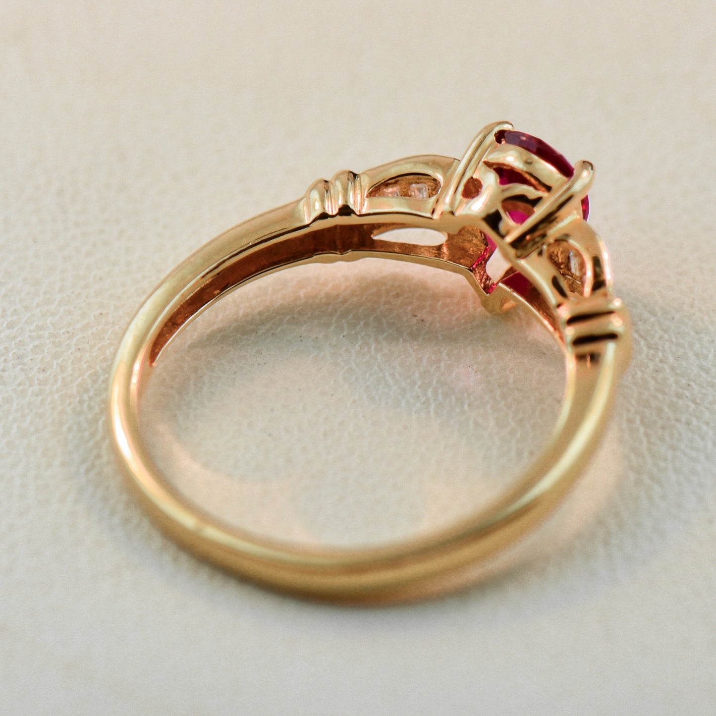 Classic Pear Shape Ruby & Baguette Diamond Engagement Ring