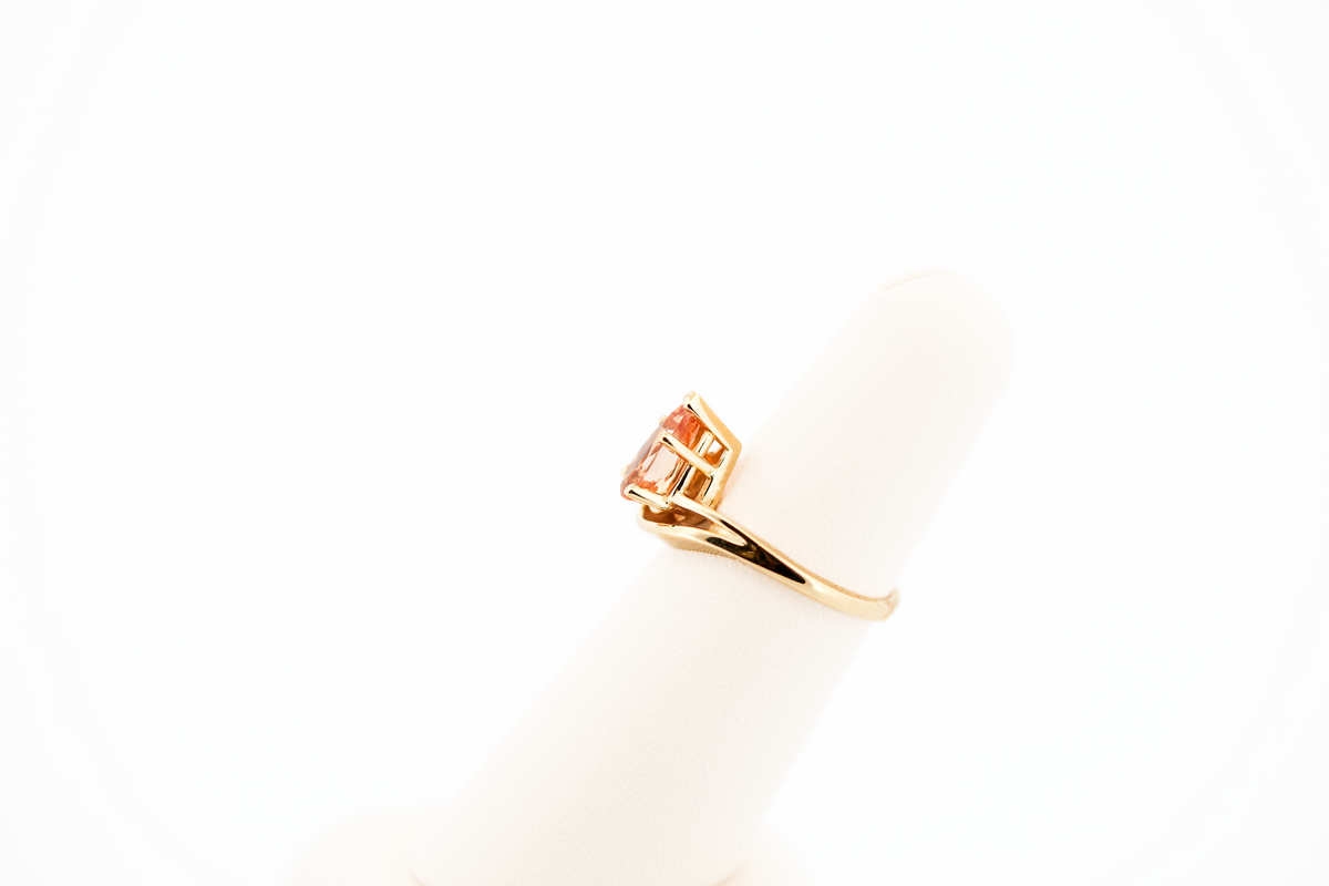 Pear Shaped Imperial Topaz Solitaire Ring in Yellow Gold