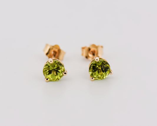 Peridot Martini Studs in Yellow Gold