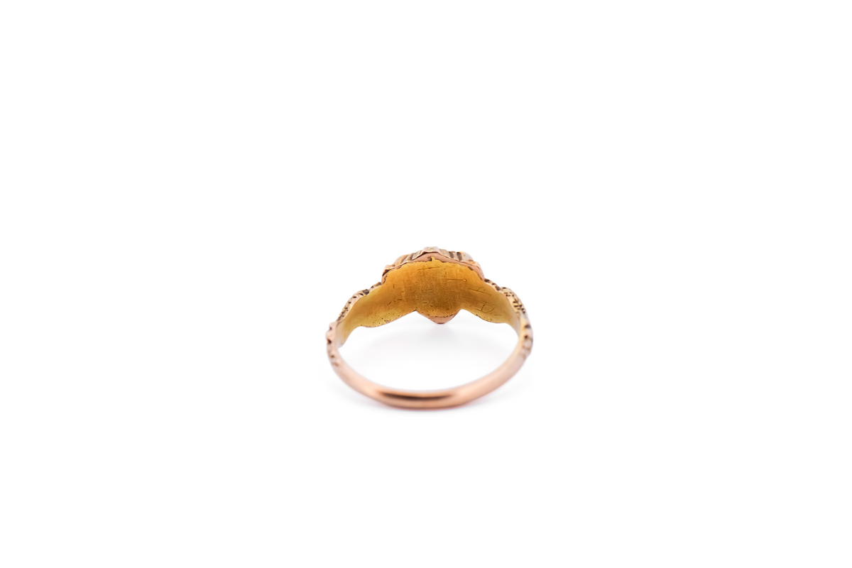 Petite Antique Gargoyle Ring with Garnet Eyes