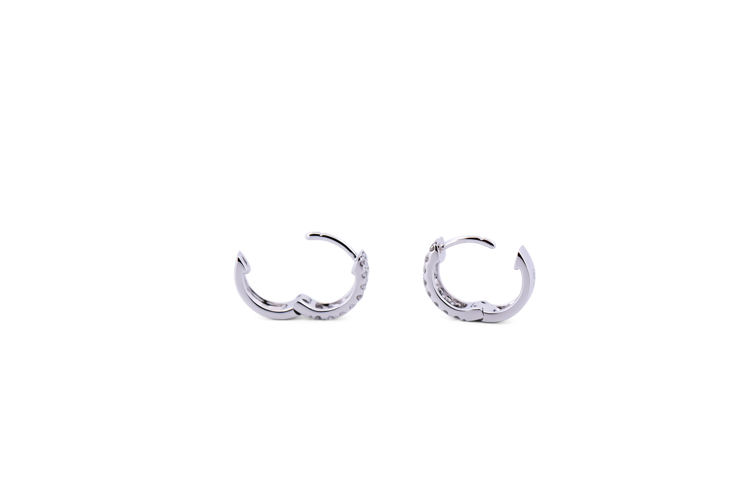 Petite Pave' Diamond Huggie Hoops in 18k White Gold