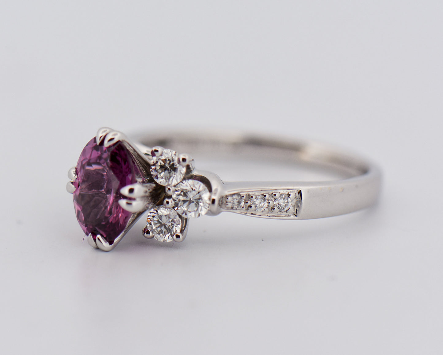 Custom Magenta Purple Sapphire & Diamond Ring