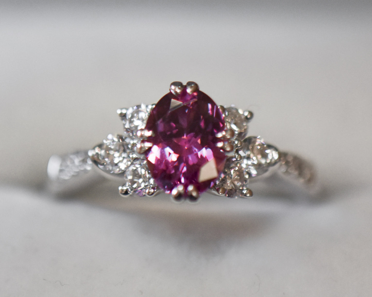 Custom Magenta Purple Sapphire & Diamond Ring