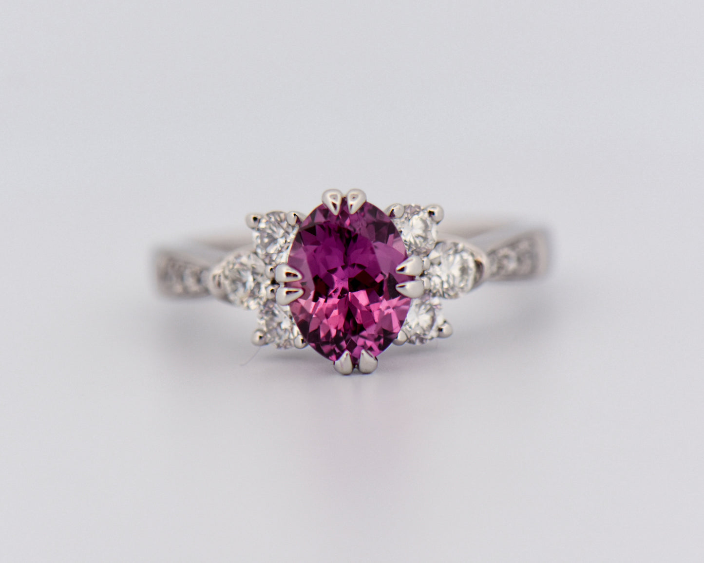 Custom Magenta Purple Sapphire & Diamond Ring