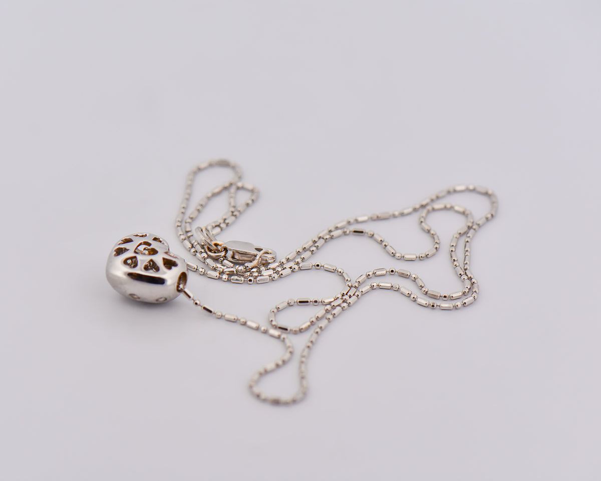 Puffed Etoile Heart Pendant with 18-inch Chain