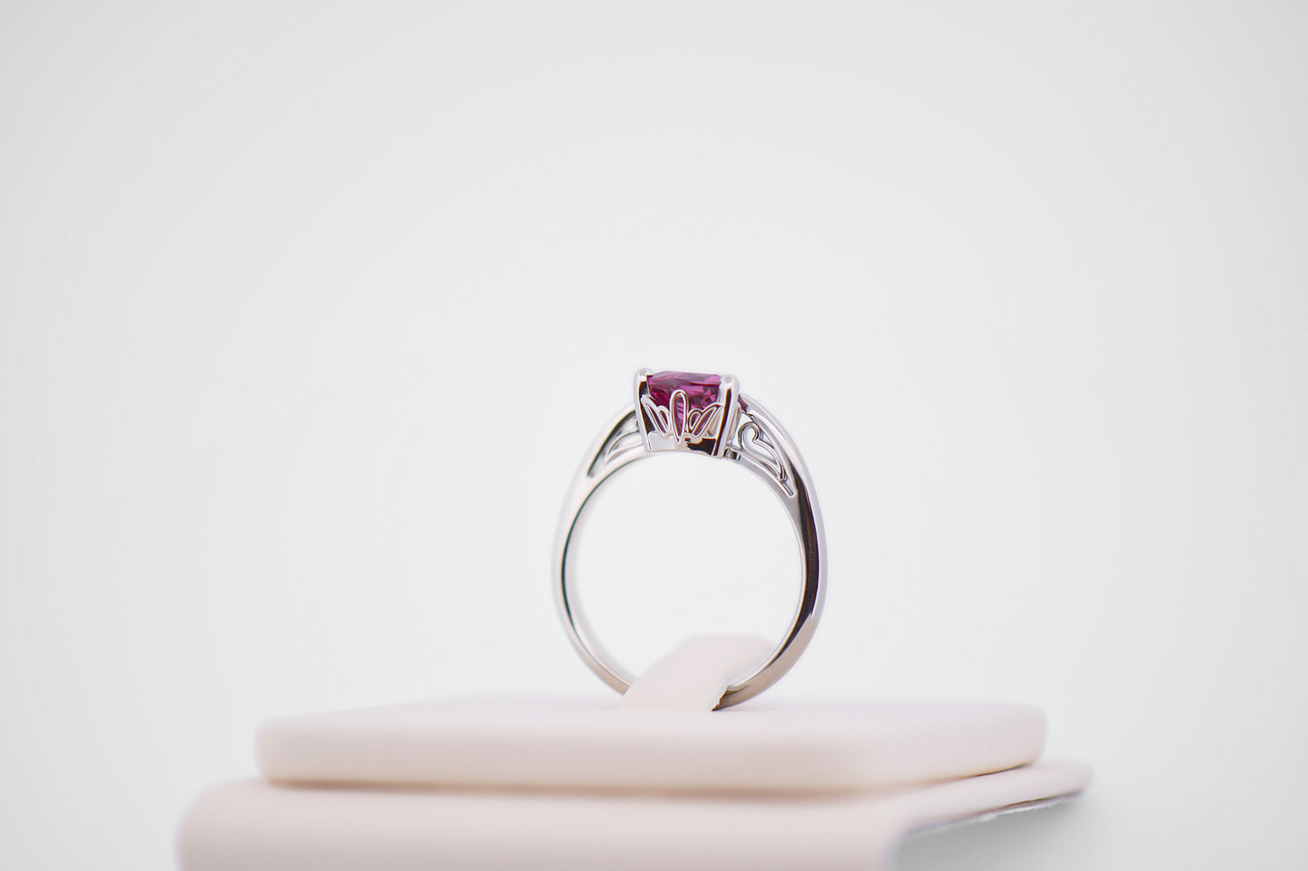 Purple Garnet Solitaire Engagement Ring with Rare "Umbalite Garnet"