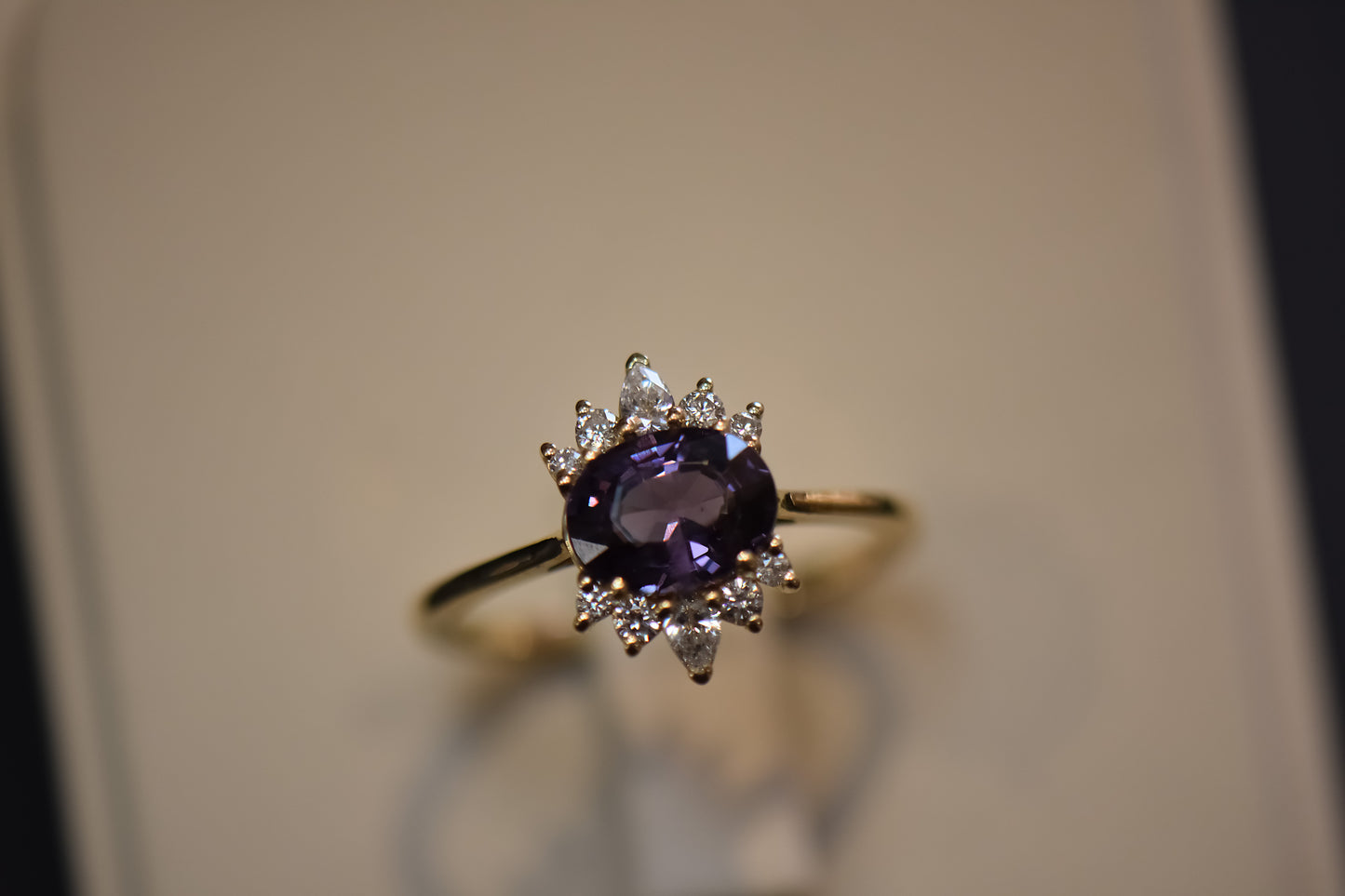 Purple Spinel Ring with Diamond Crown Accents
