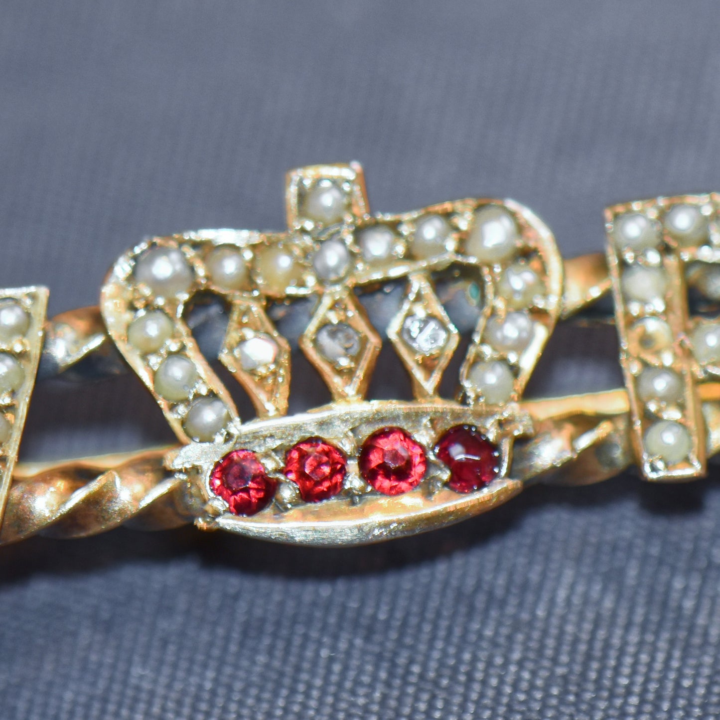 Queen Victoria Ruby Jubilee Brooch with Red Glass & Diamonds