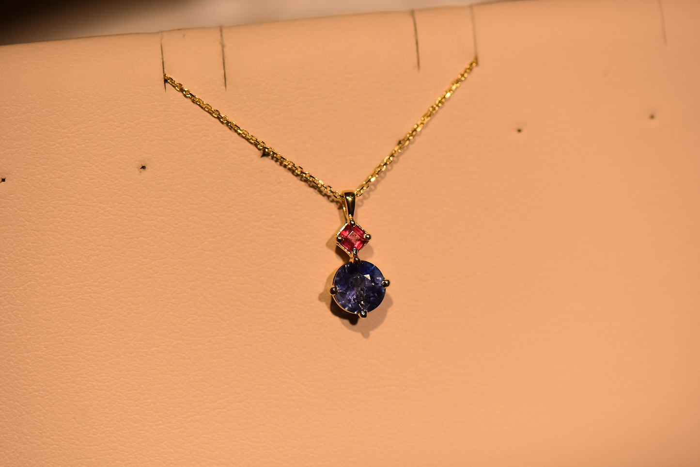 Rare American Gem Pendant with Benitoite & Red Beryl
