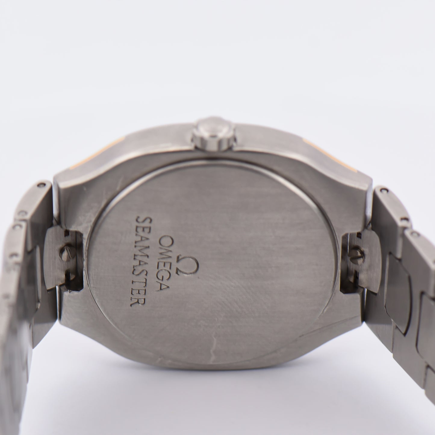 Rare Omega Seamaster Polaris GMT Quartz Watch with Gold Accents