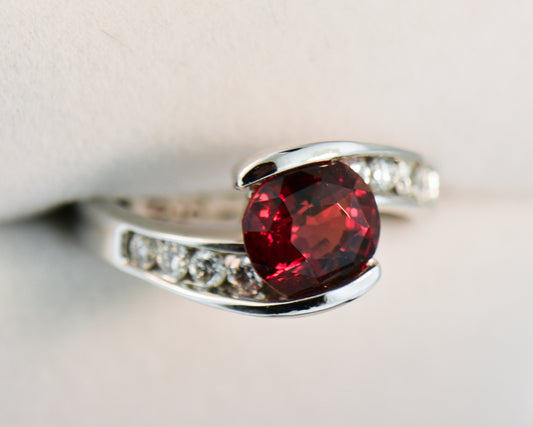 Ravishing Burma Red Spinel White Gold Bypass Ring