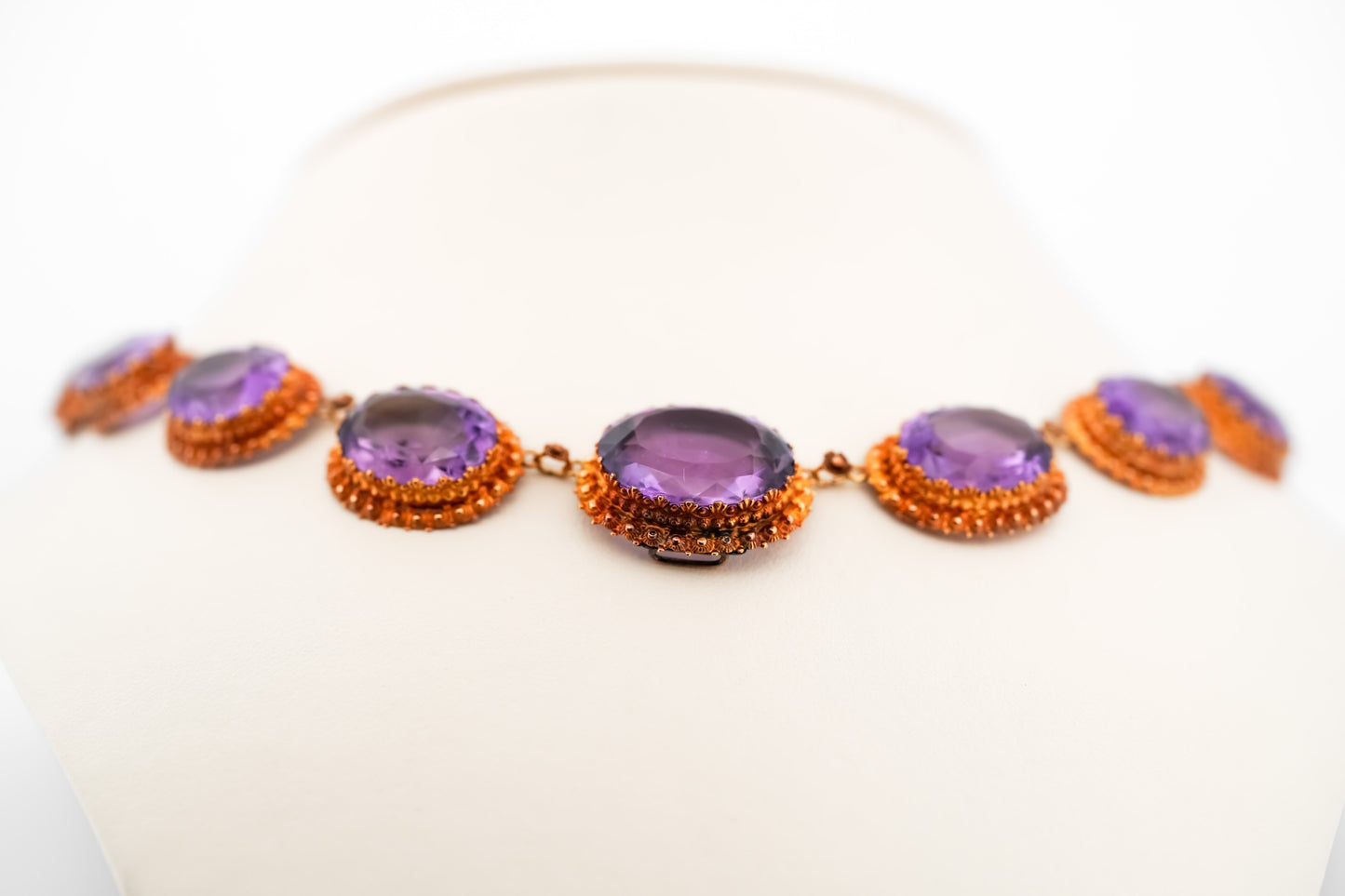 Regal Victorian Amethyst Riviere Necklace in 18k Yellow Gold