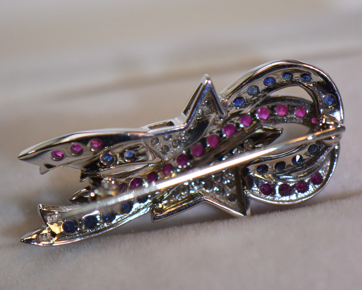 Patriotic Red White & Blue Shooting Star Ribbon Brooch