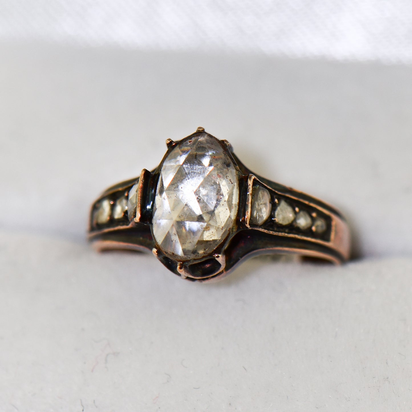 Antique Rose Gold & Rose Cut Diamond Engagement Ring