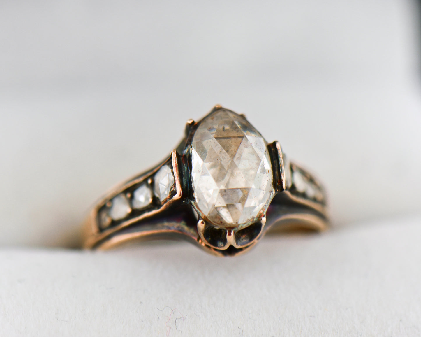 Antique Rose Gold & Rose Cut Diamond Engagement Ring