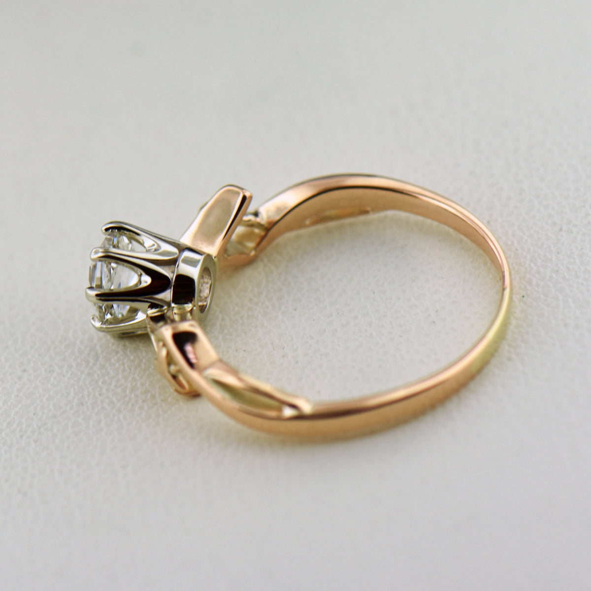 Rare Antique Rose Gold Jugendstil Ring with Rose Cut Diamond