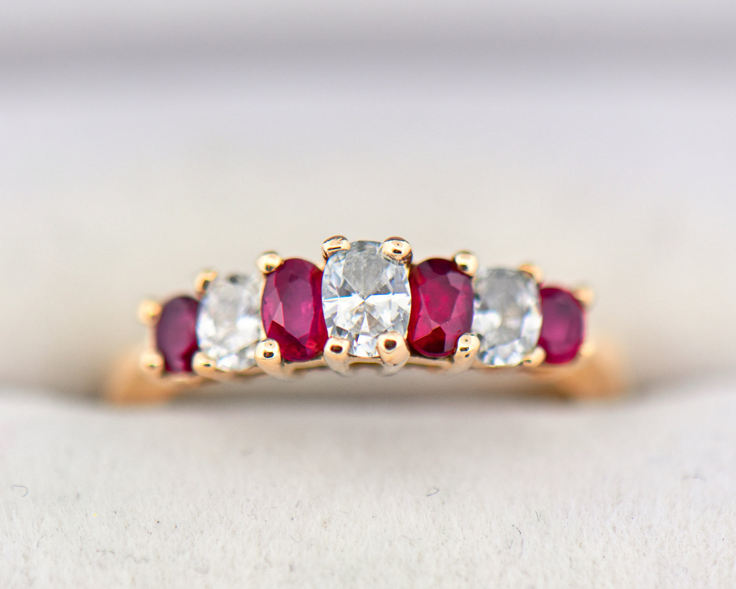 Ruby and Diamond Wedding Band in Yellow Gold