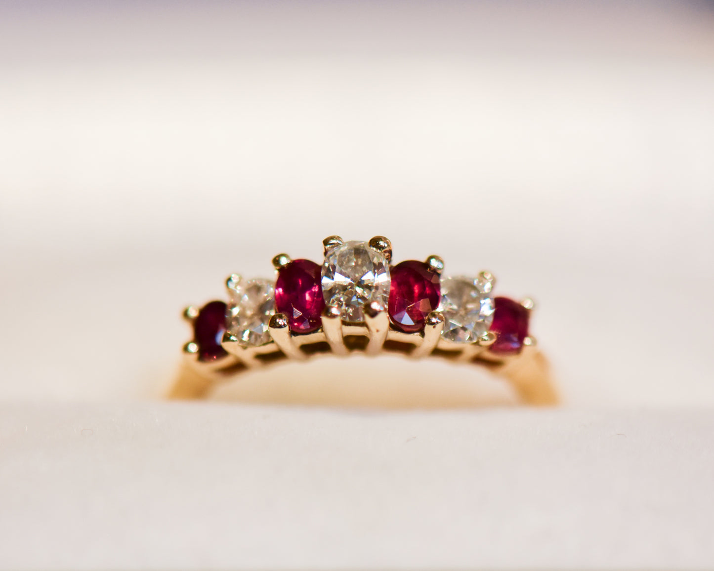 Ruby and Diamond Wedding Band in Yellow Gold