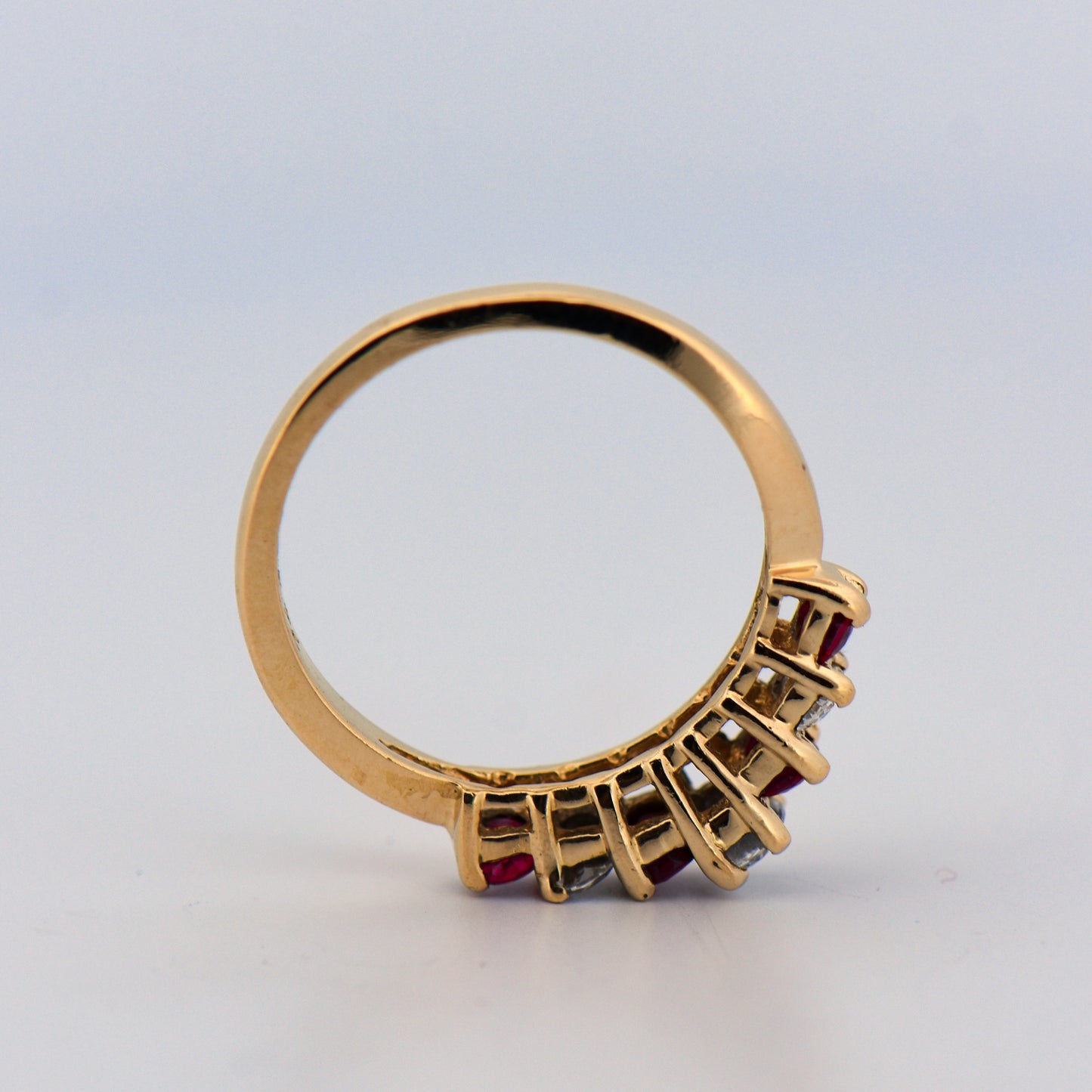 Ruby and Diamond Wedding Band in Yellow Gold