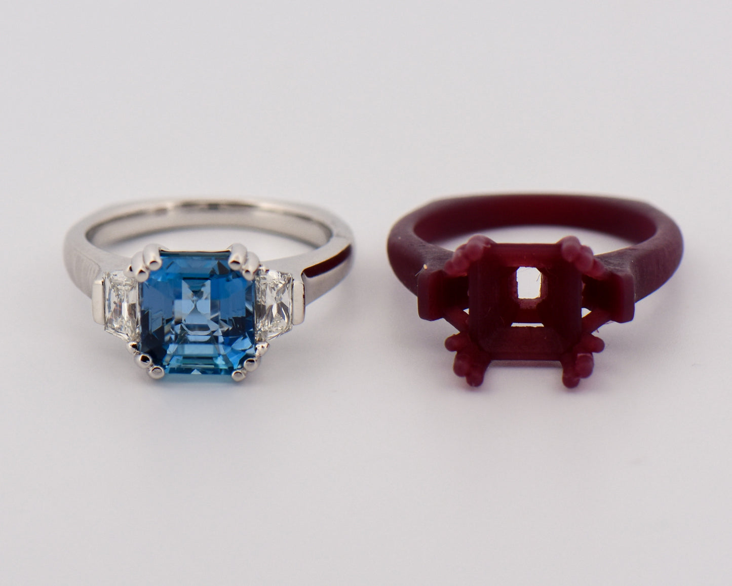 Asscher Cut Santa Maria Aquamarine Engagement Ring