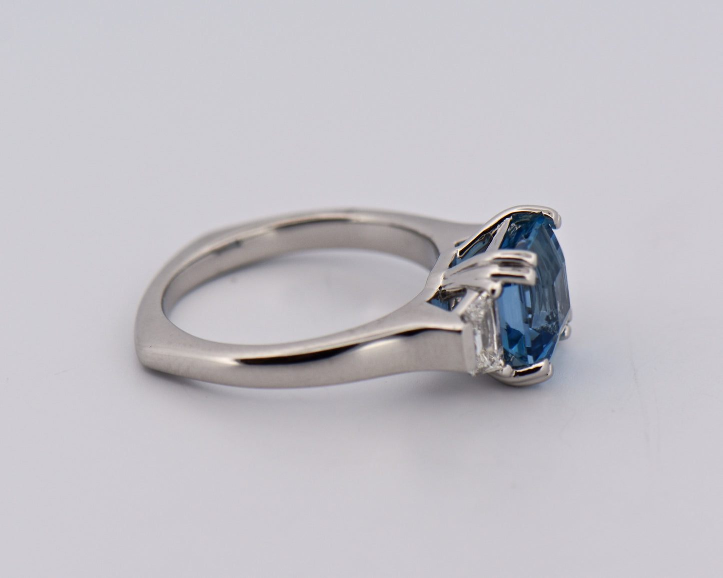 Asscher Cut Santa Maria Aquamarine Engagement Ring