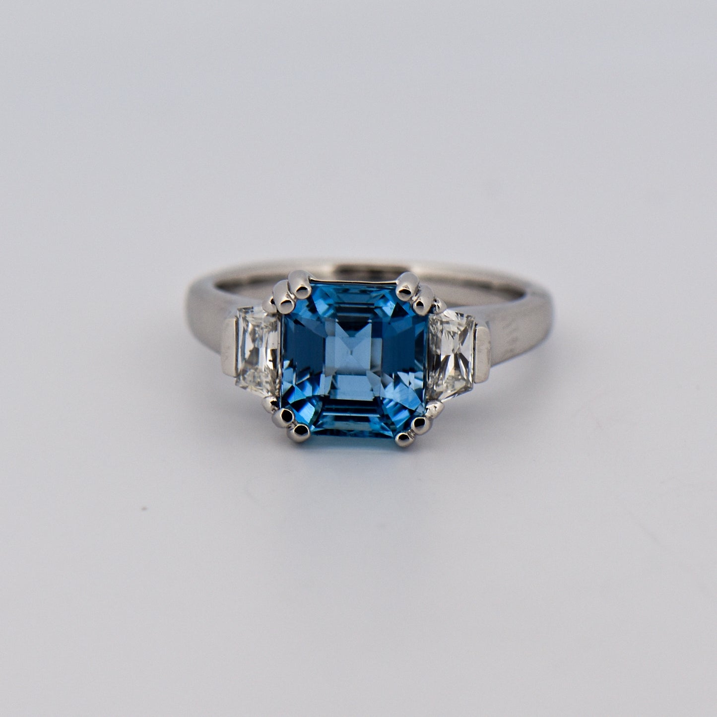 Asscher Cut Santa Maria Aquamarine Engagement Ring