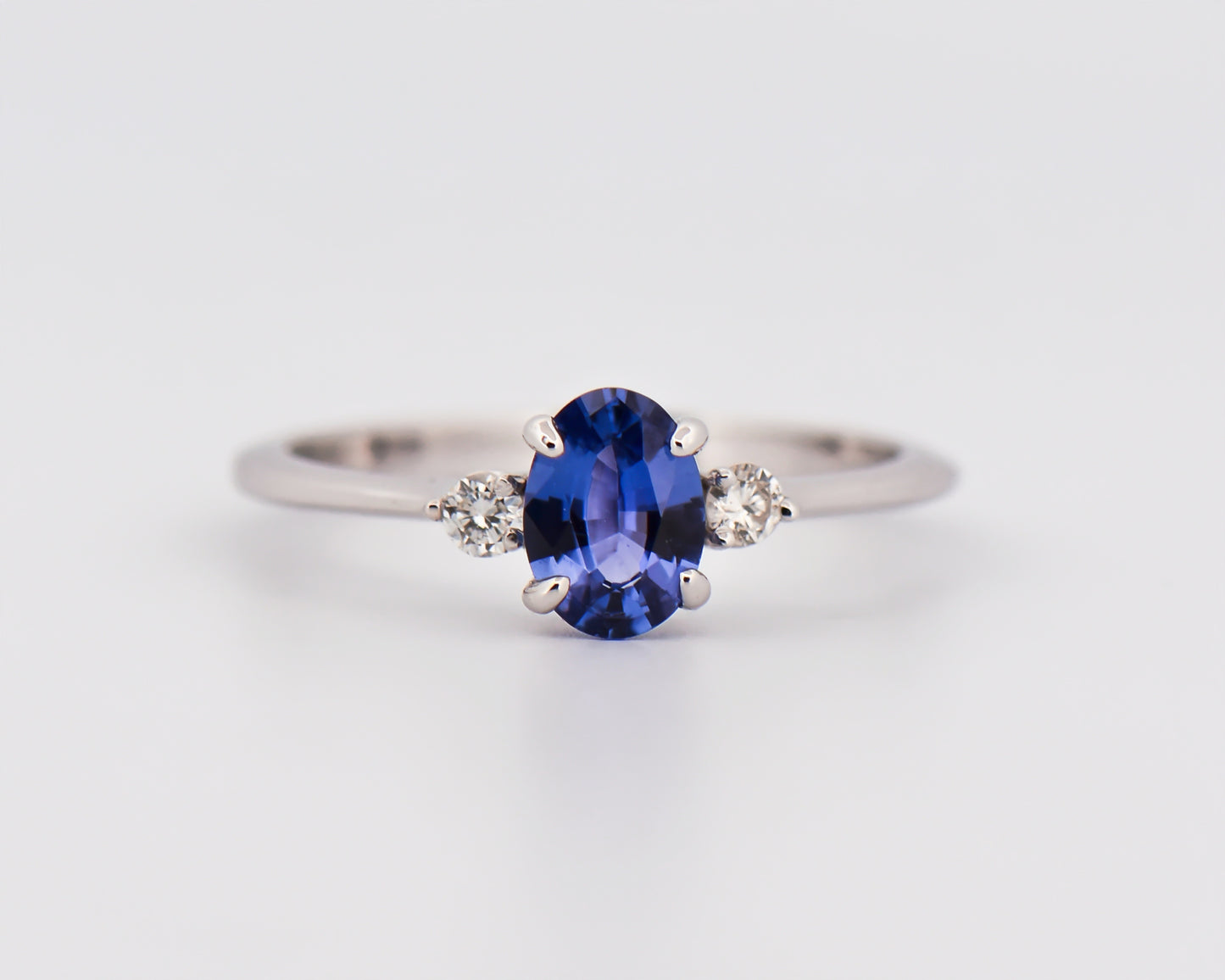 Sapphire Three-Stone Engagement Ring in White Gold