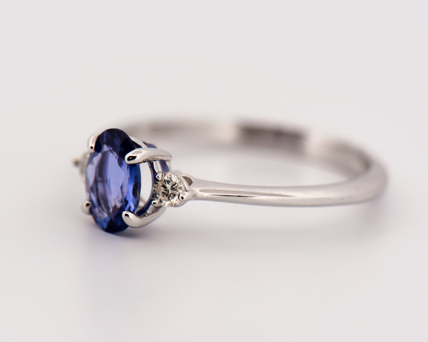 Sapphire Three-Stone Engagement Ring in White Gold
