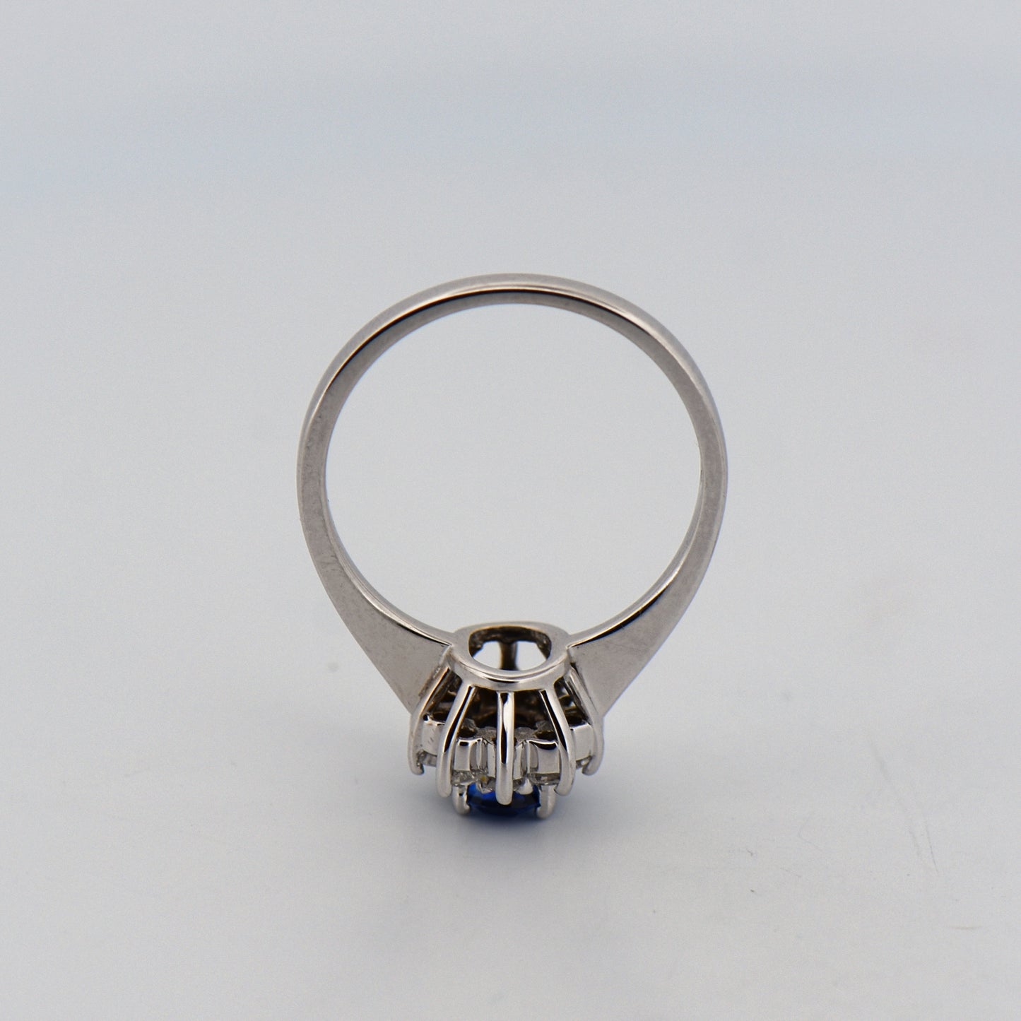 Blue Sapphire & Diamond Halo Ring- Princess Diana Style