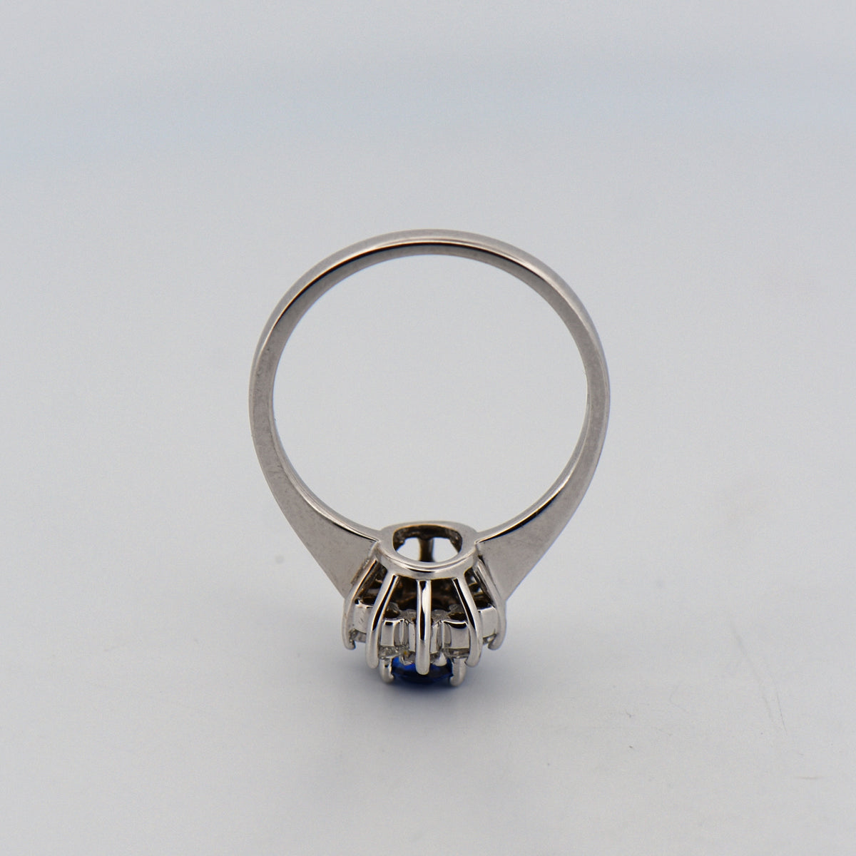 Blue Sapphire & Diamond Halo Ring- Princess Diana Style