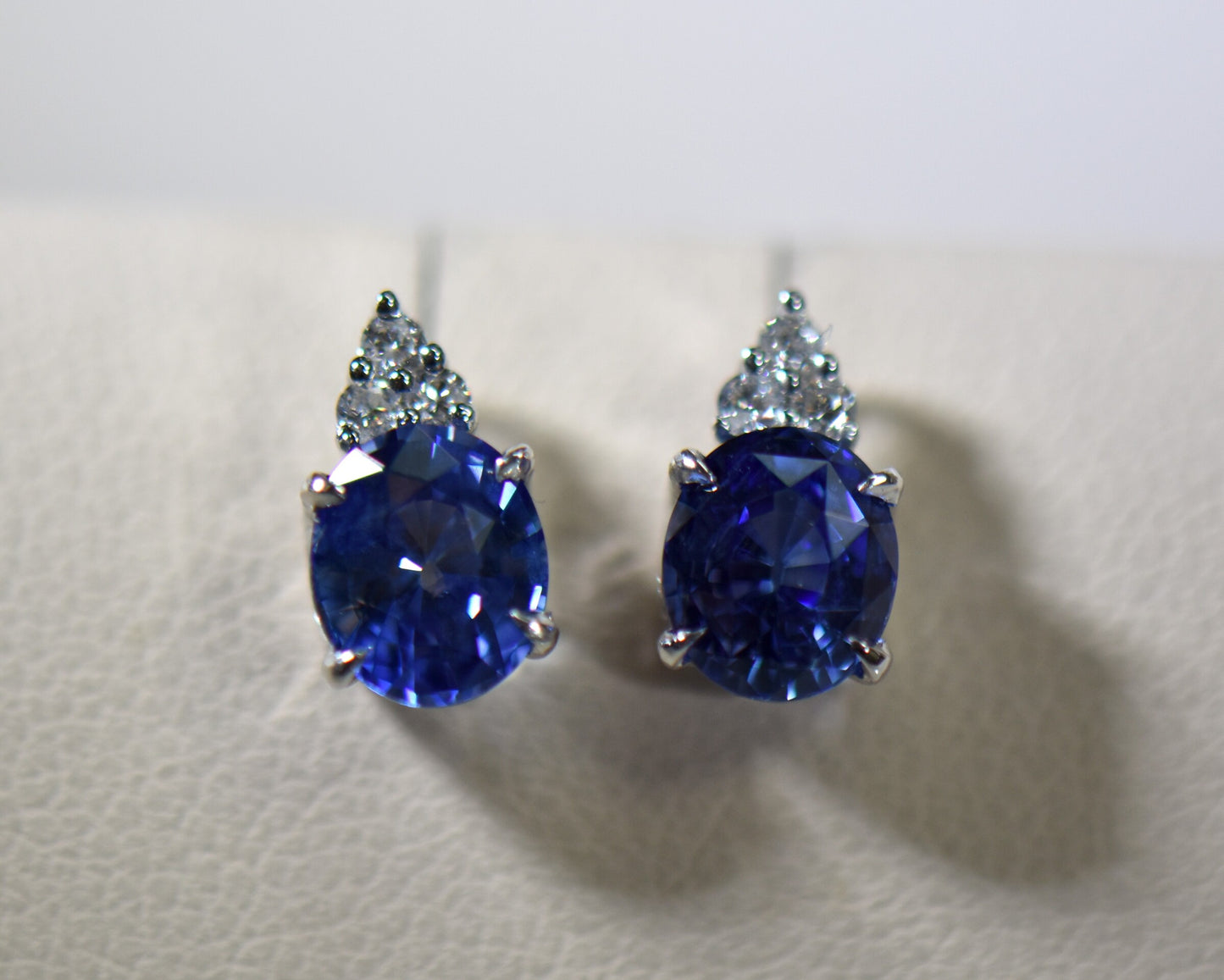 Ceylon Cornflower Blue Sapphire & Diamond Stud Earrings