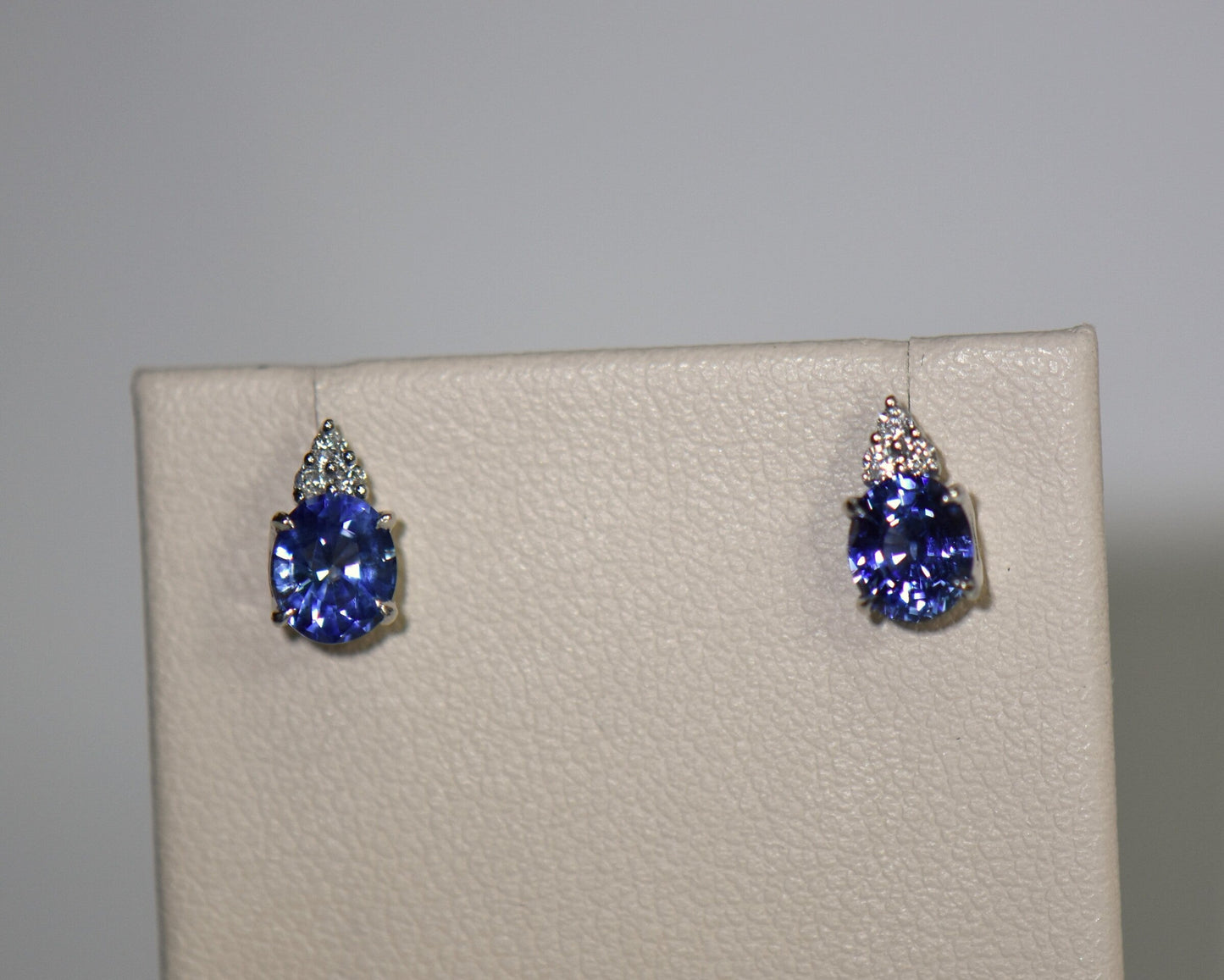 Ceylon Cornflower Blue Sapphire & Diamond Stud Earrings