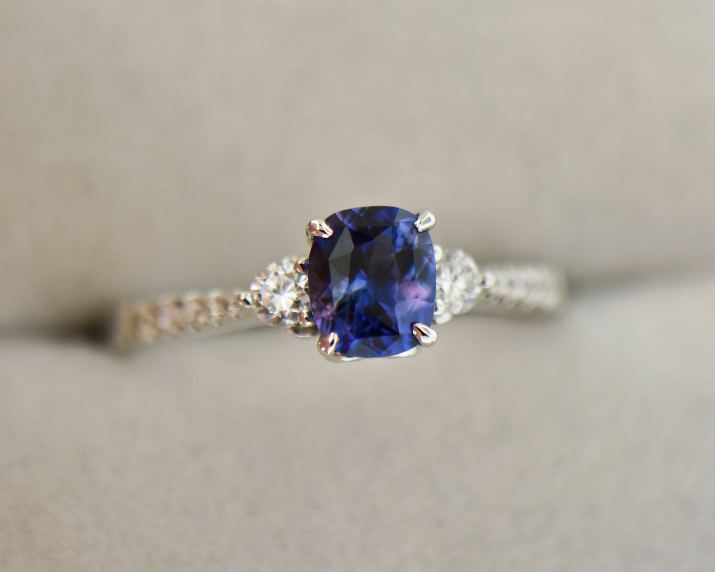 Blue-Violet Color Shift Sapphire Engagement Ring