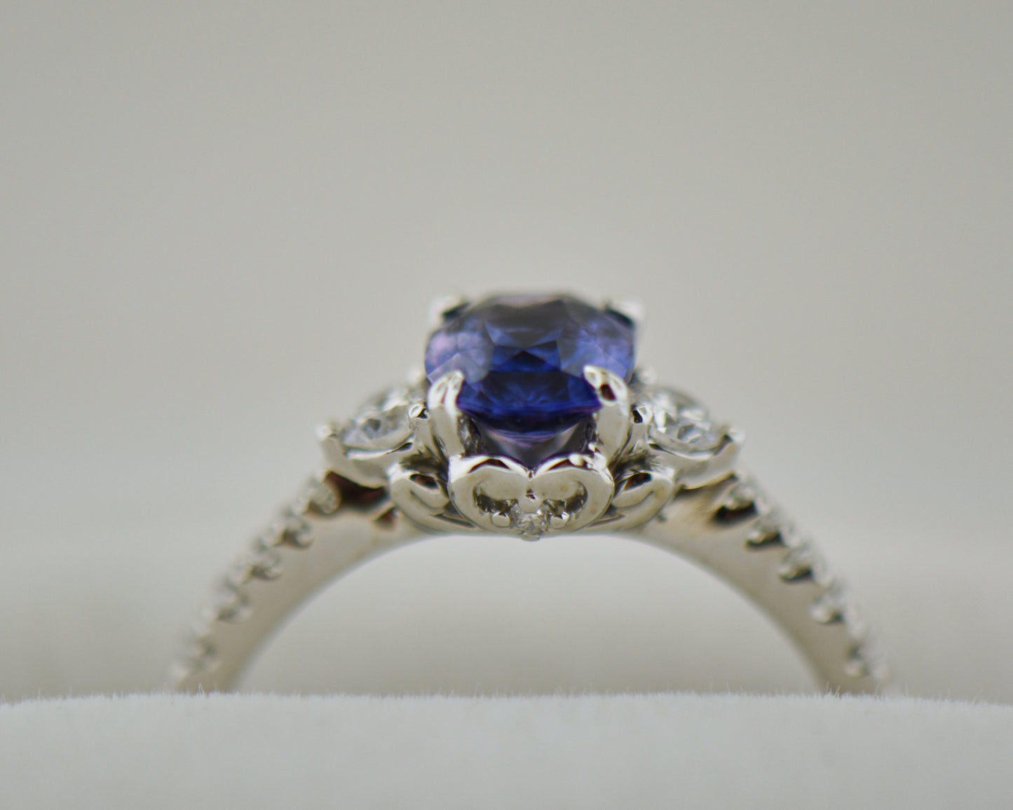Blue-Violet Color Shift Sapphire Engagement Ring