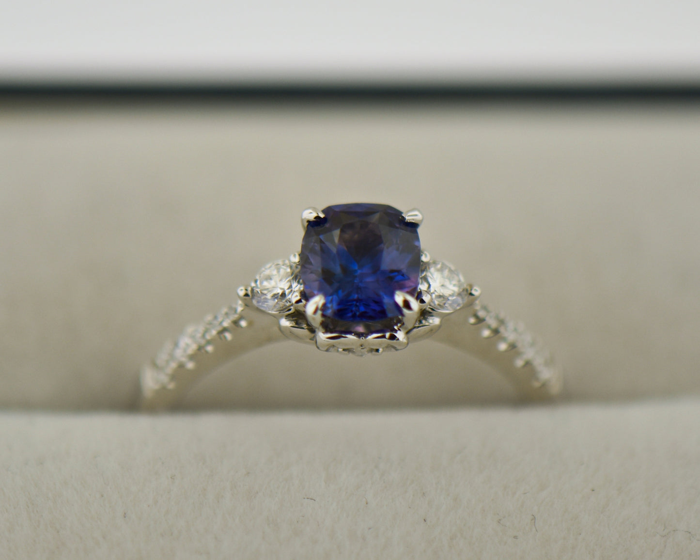Blue-Violet Color Shift Sapphire Engagement Ring