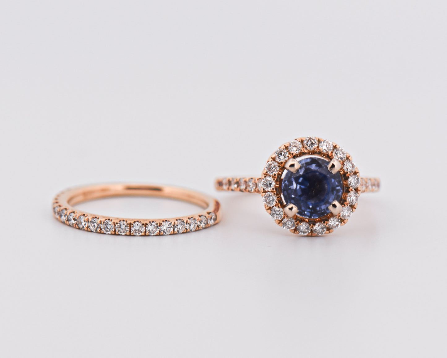 Ceylon Blue Sapphire & Diamond Wedding Set