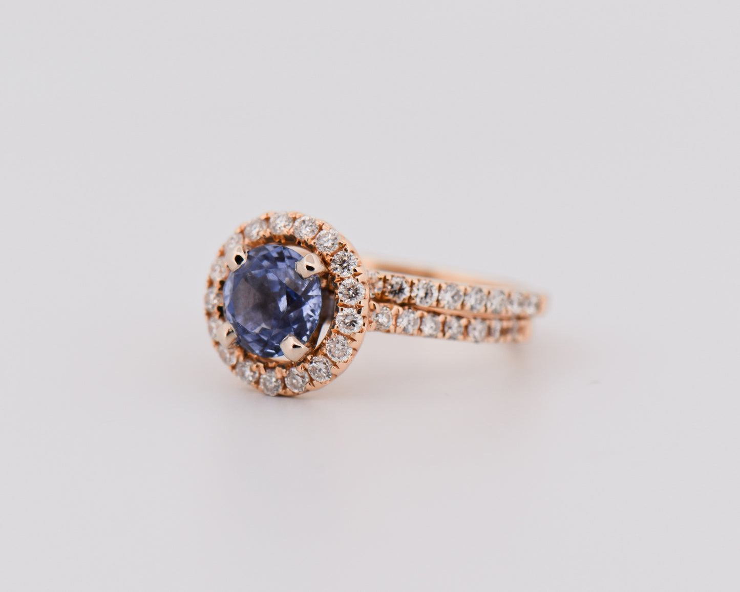 Ceylon Blue Sapphire & Diamond Wedding Set