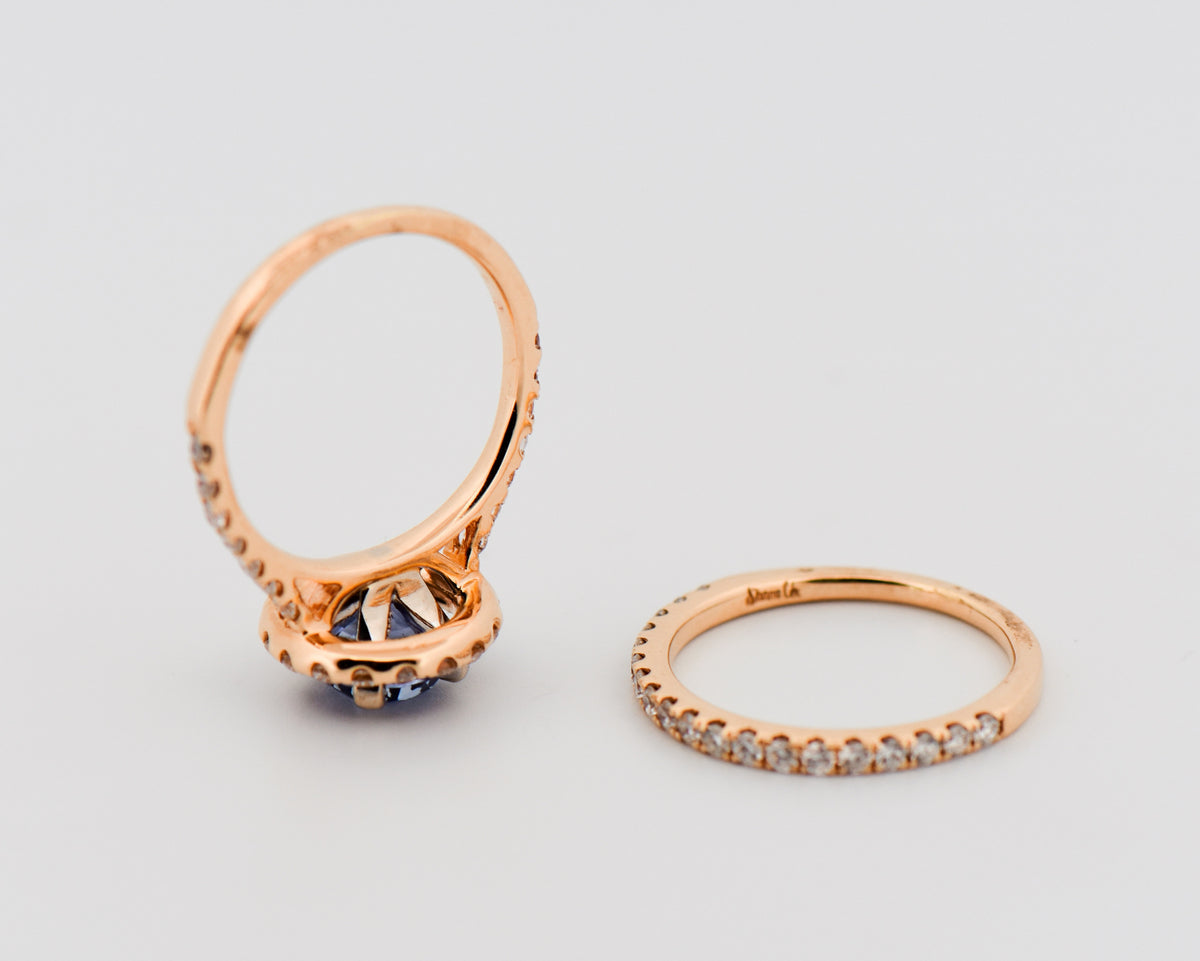 Ceylon Blue Sapphire & Diamond Wedding Set