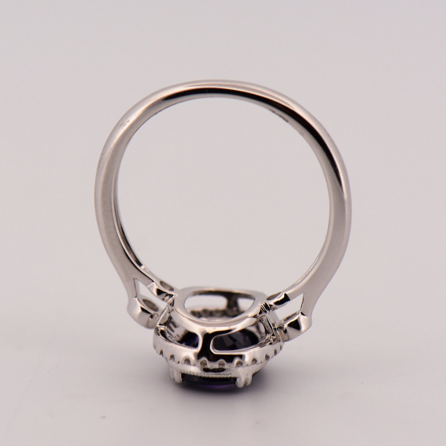 Oval Halo Engagement Ring with Blue-Purple Sapphire