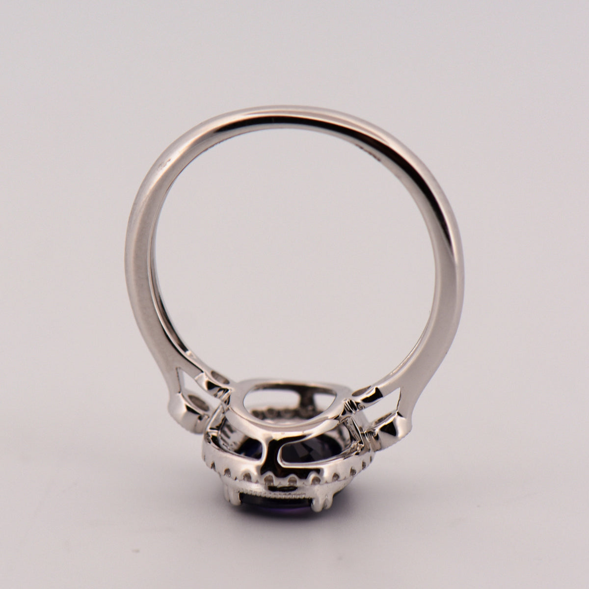 Oval Halo Engagement Ring with Blue-Purple Sapphire